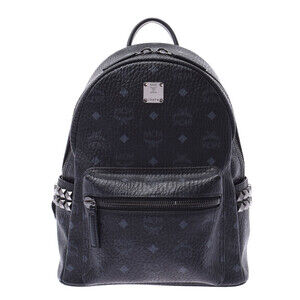 MCM Backpack Side Studs Black Rucksack Daypack